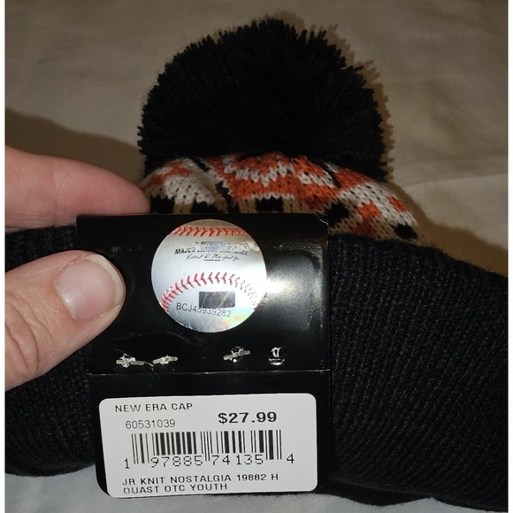 NWT NEW ERA Youth Beanie Houston Astros MLB Removable POM Black/Orange/White - Picture 4 of 8